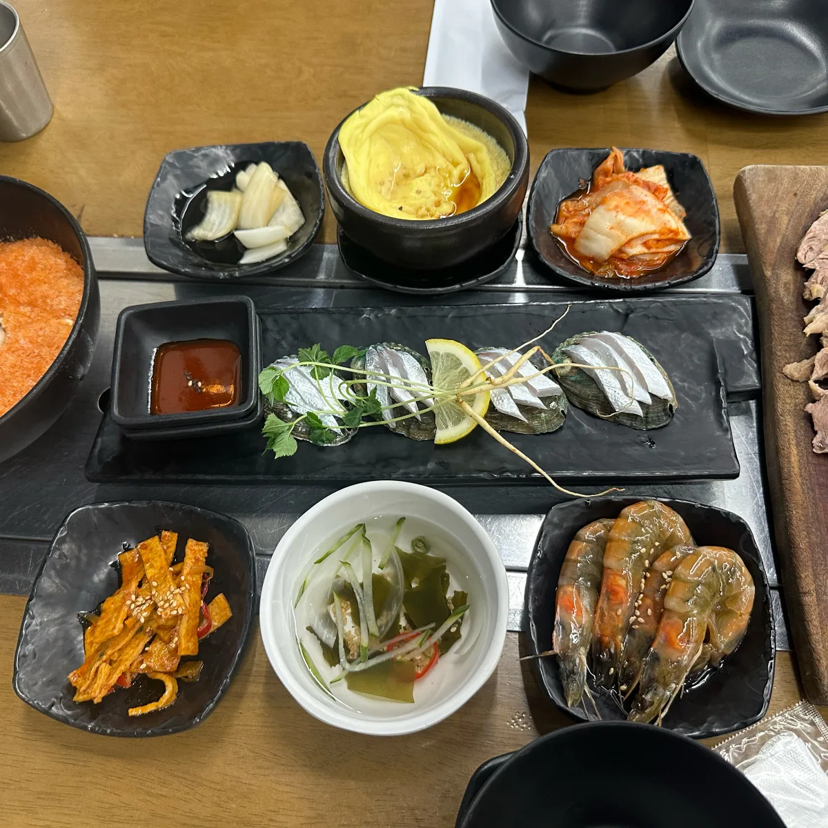 太刀魚の刺身とエビの醤油漬け