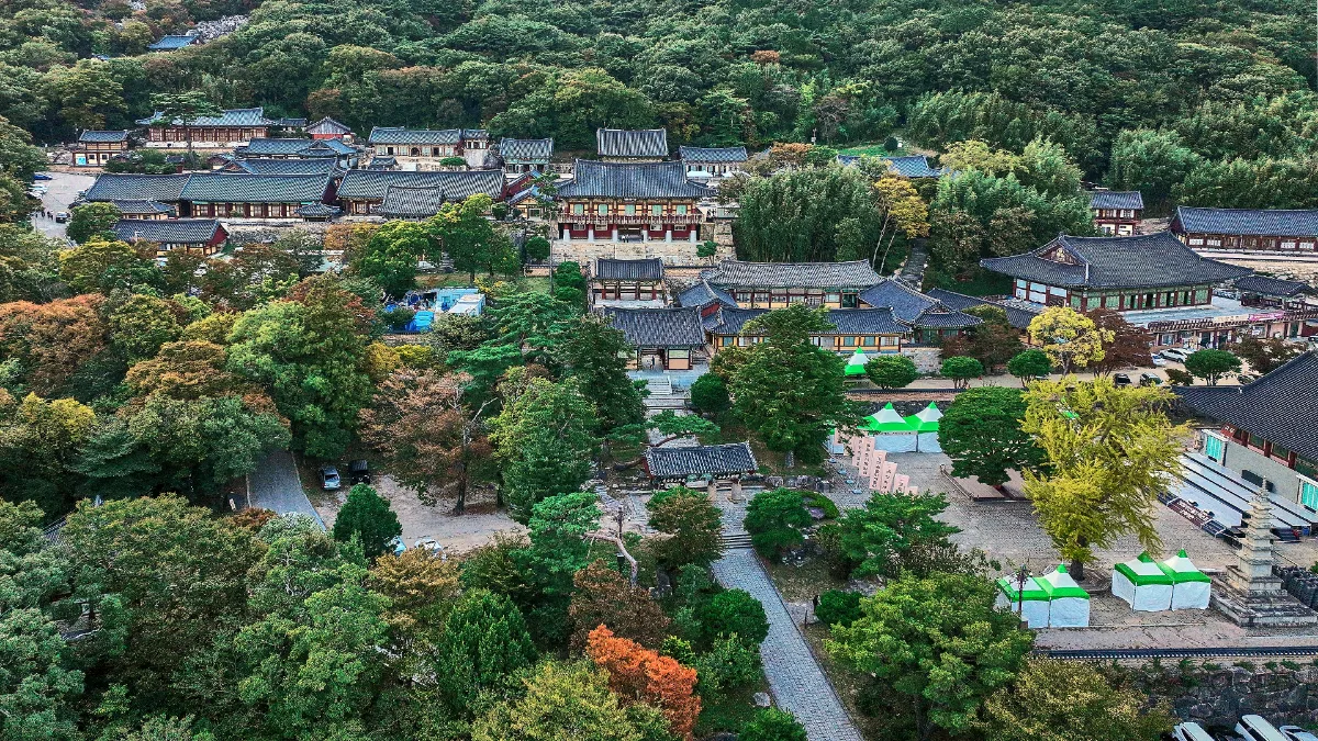 梵魚寺 — 緑に囲まれた梵魚寺の伽藍