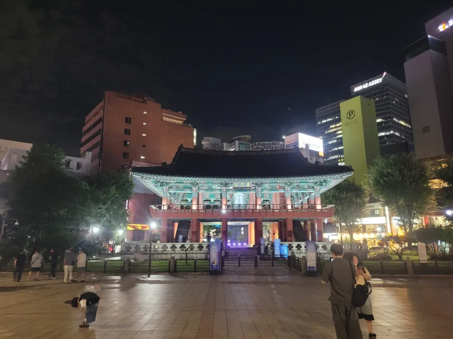 普信閣 — 夜に照らされた普信閣