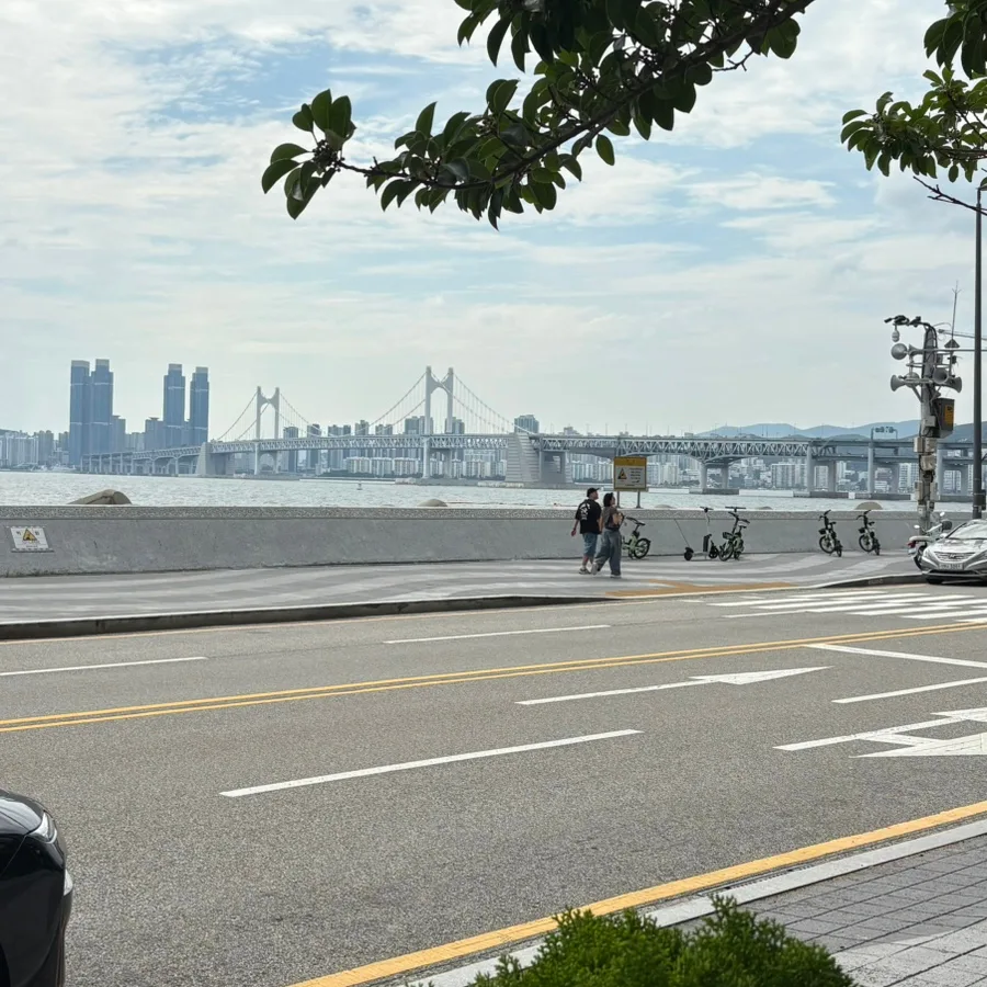 海の向こうに見える広安大橋