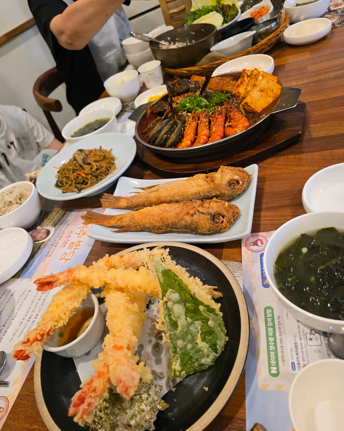 コジプトルロク 済州空港店 — アマダイの焼き物と大エビの天ぷら
