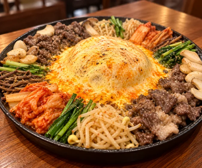 ハンミオク 清潭本店 — 肉と野菜に囲まれた鉄鍋料理
