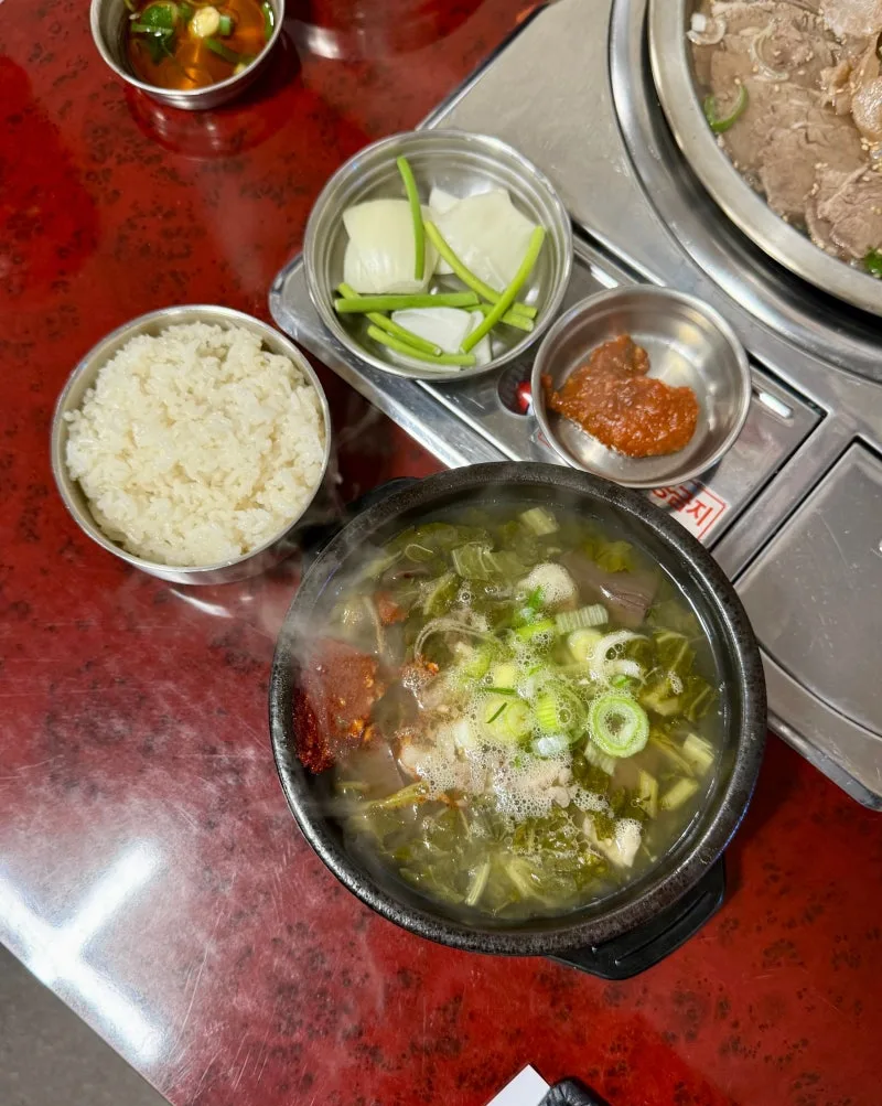 ご飯とネギ入りのスープ