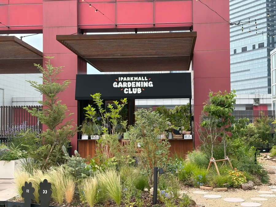 植物が茂る屋外庭園の一角