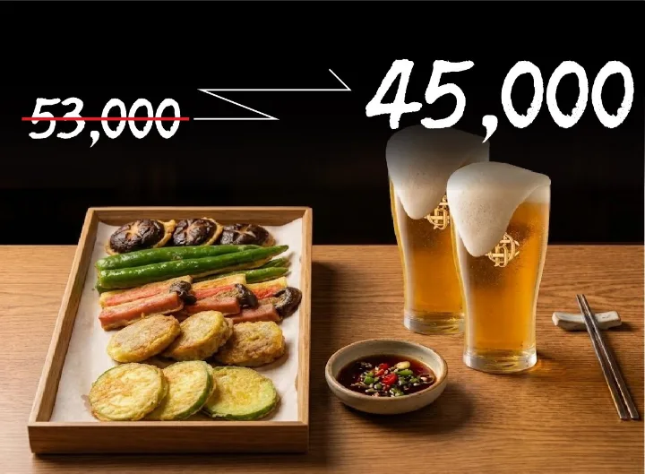 チヂミ盛り合わせ＋OBC生ビール2杯