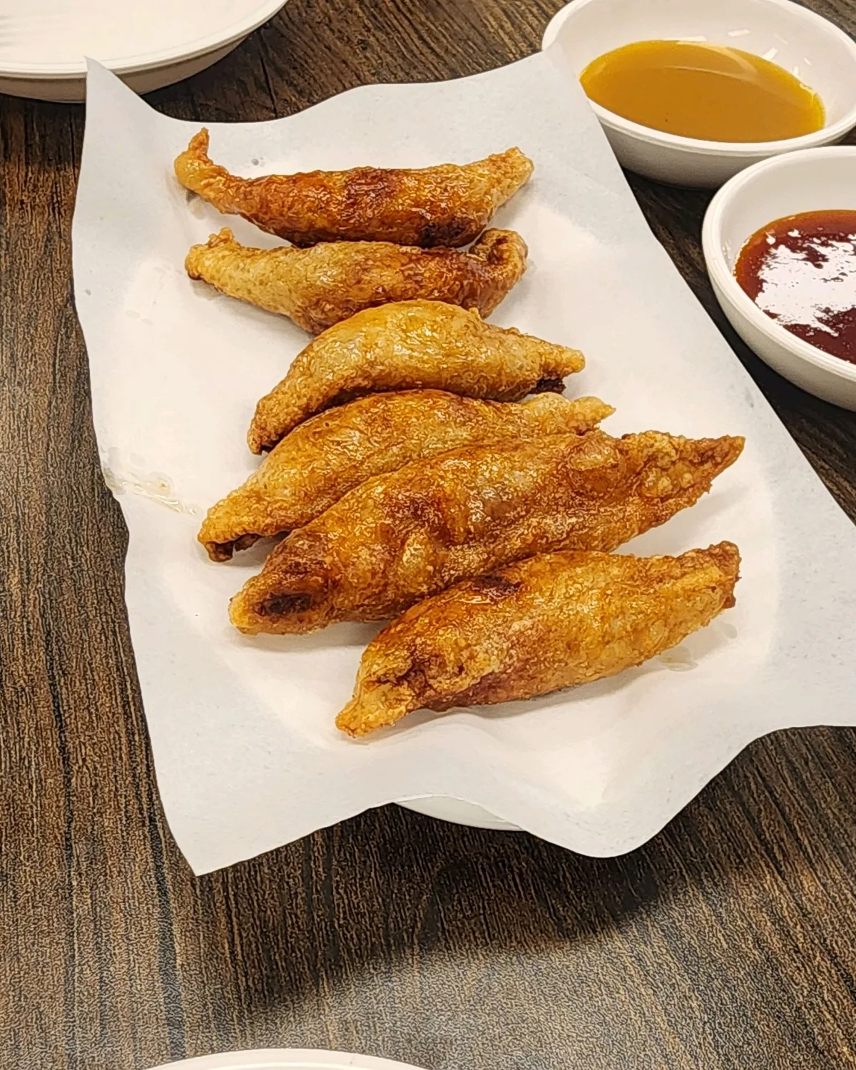 こんがり揚がった鶏皮の餃子