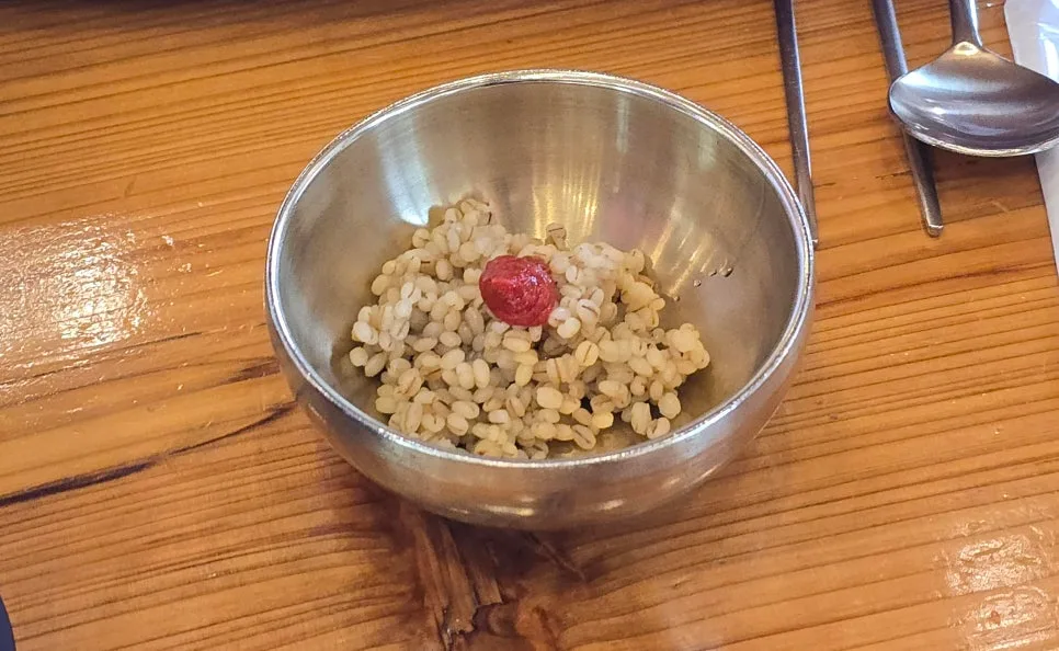 コチュジャンをのせた麦ごはん