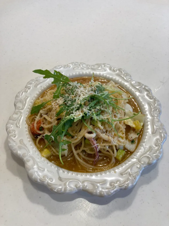 ヤリイカのオイルパスタ