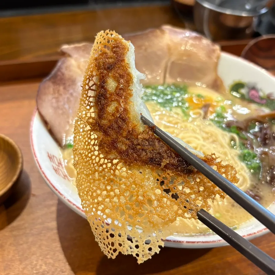 長浜満月 本店 — 薄い羽根が付いた焼き餃子
