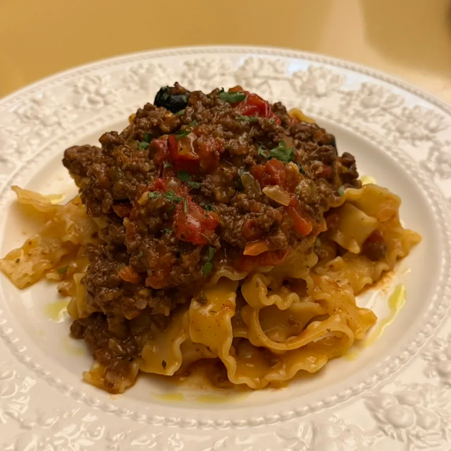ひき肉とトマトのパスタ