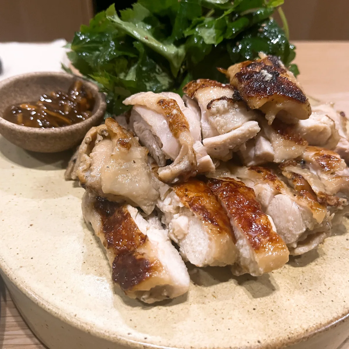 メクチョク風鶏焼きとしいたけわさび