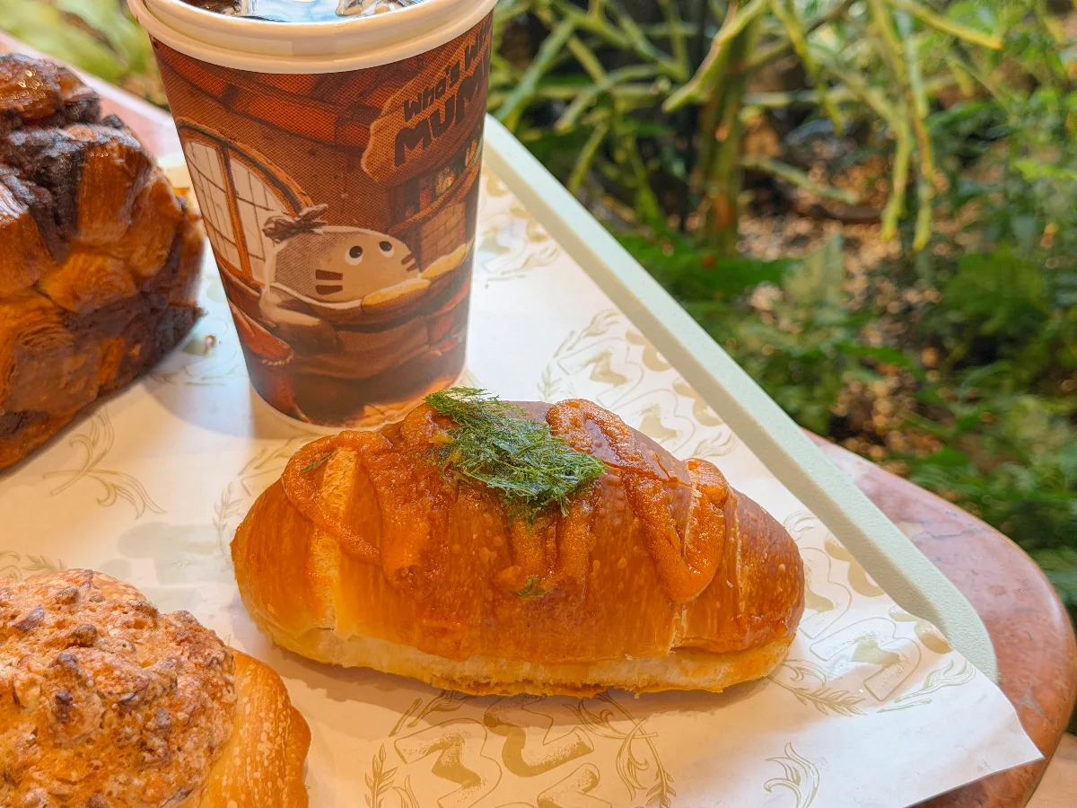 明太子のパンとアイスドリンク