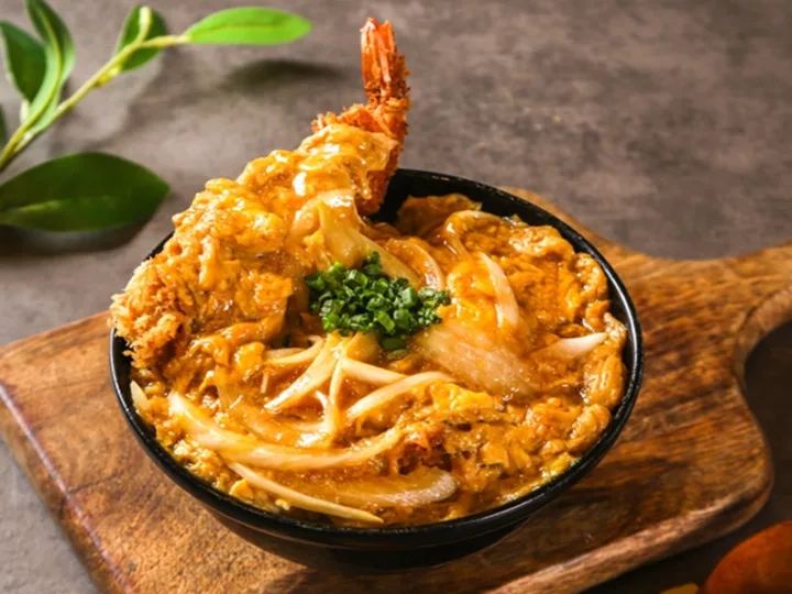 カツとエビフライのミックス丼